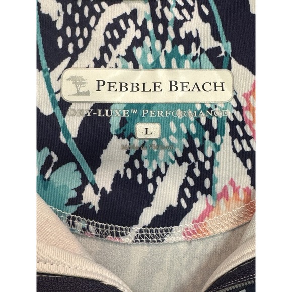 Pebble Beach Performance Sleeveless‎ Golf Top L 1/4 Zip Dry-Luxe Floral Print - Picture 2 of 7